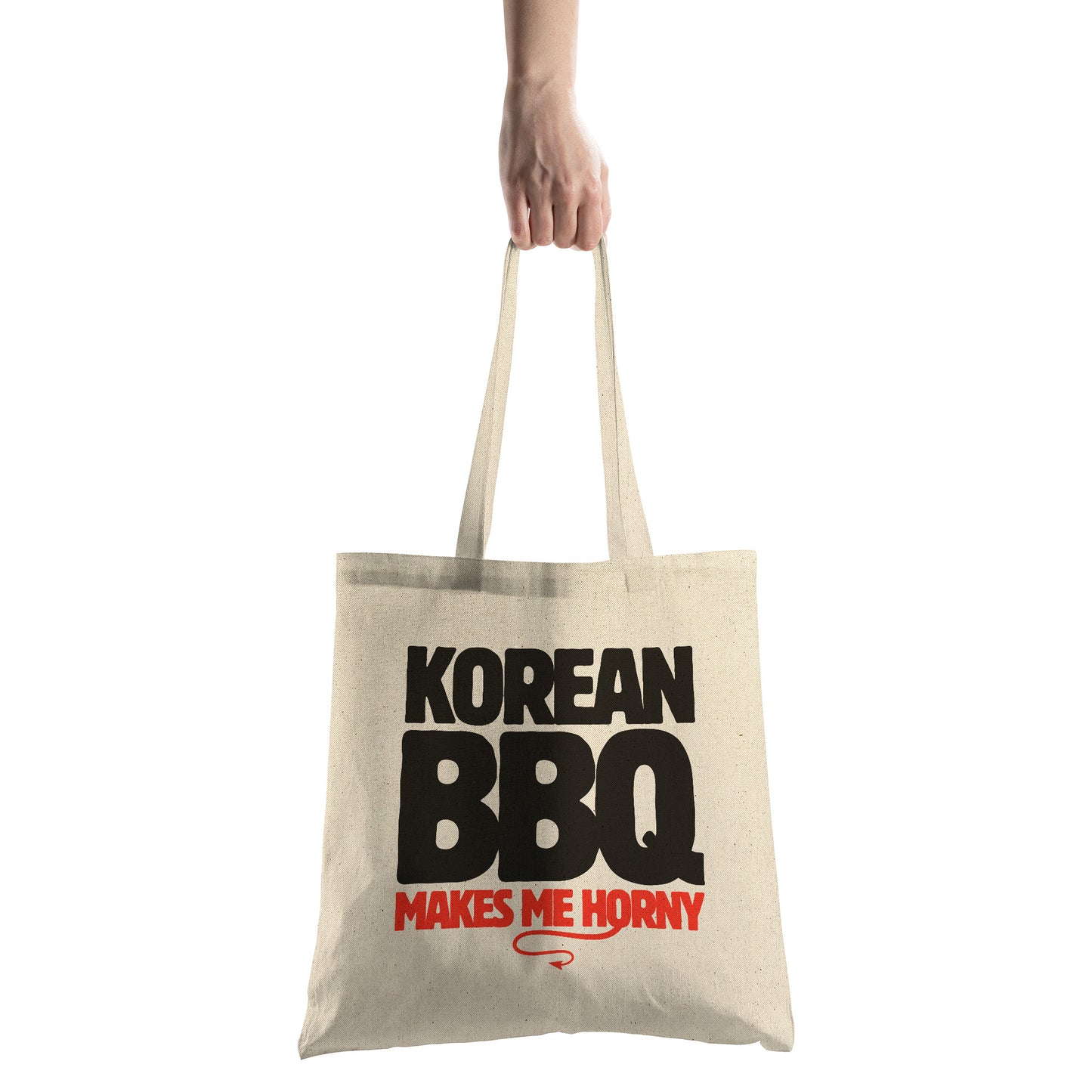 SKT Totes: KOREAN BBQ MAKES ME HORNY Cotton Tote Bag