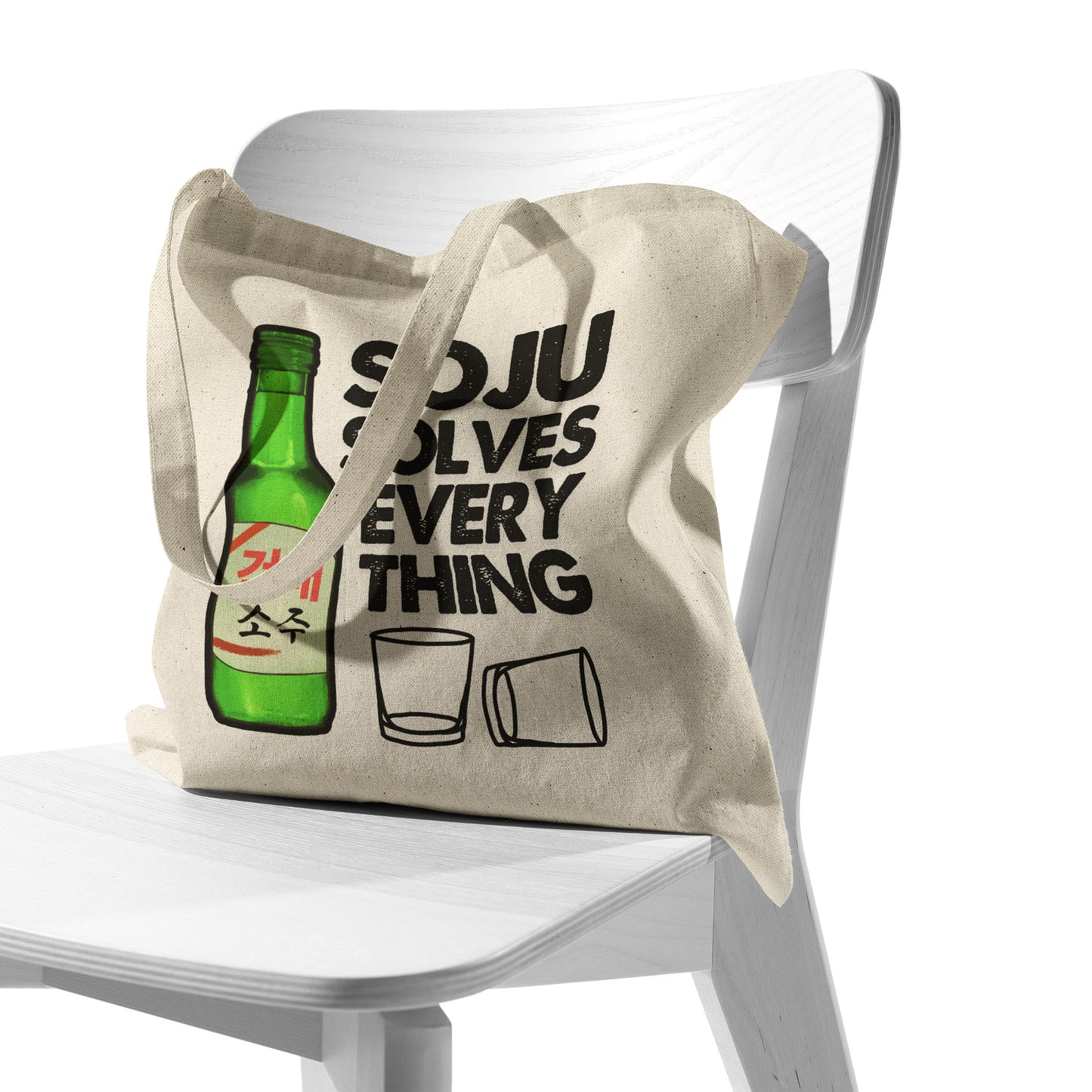 SKT Totes: SOJU SOLVES EVERYTHING Cotton Tote Bag