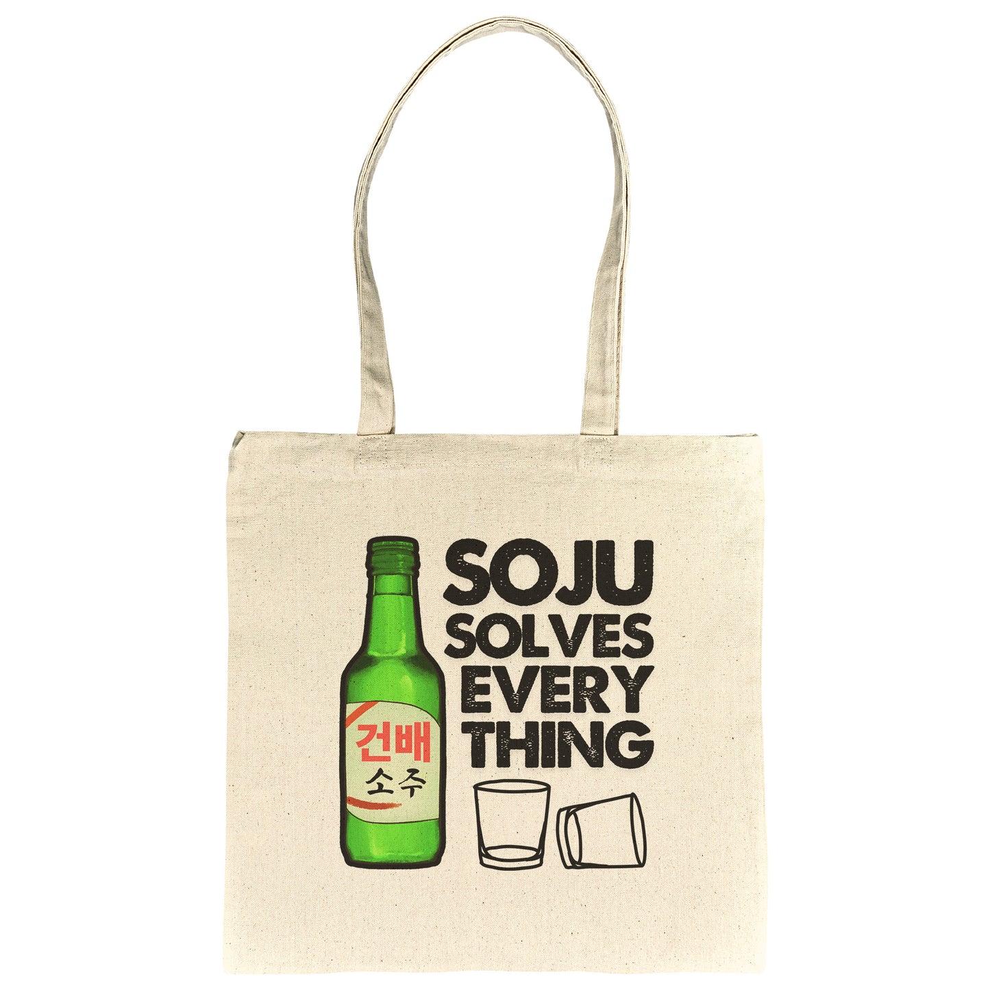 SKT Totes: SOJU SOLVES EVERYTHING Cotton Tote Bag