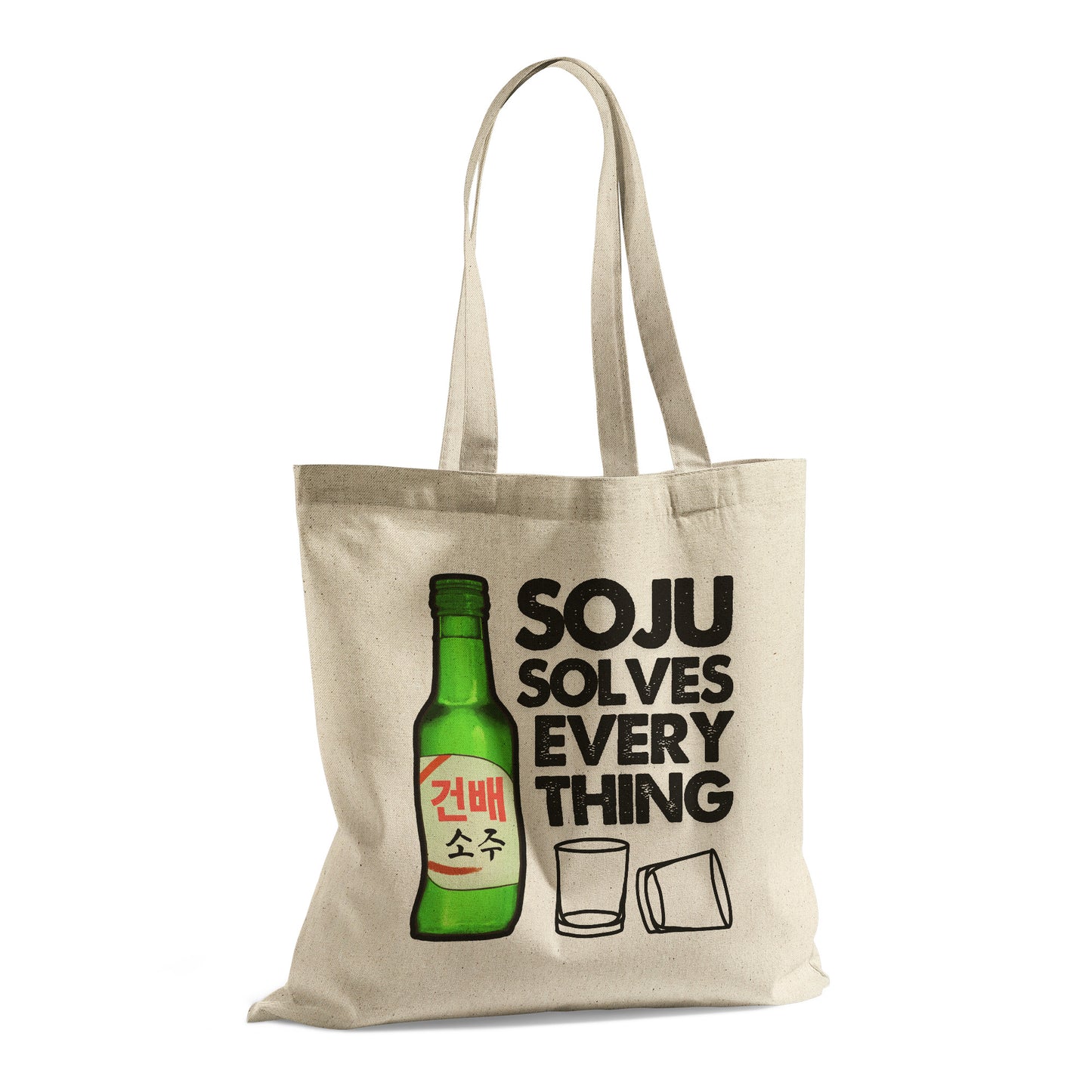 SKT Totes: SOJU SOLVES EVERYTHING Cotton Tote Bag