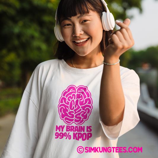 SKT KPOP Tees: MY BRAIN IS 99% KPOP Unisex Cotton Tee