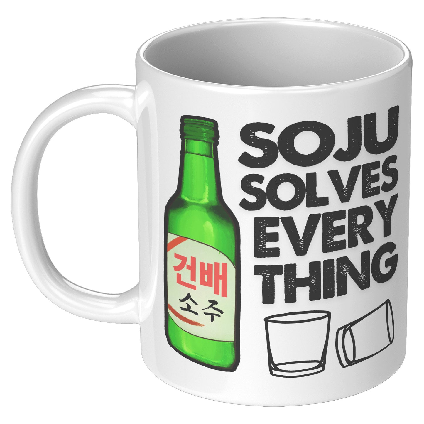 SKT Mugs: SOJU SOLVES EVERYTHING Ceramic Mug