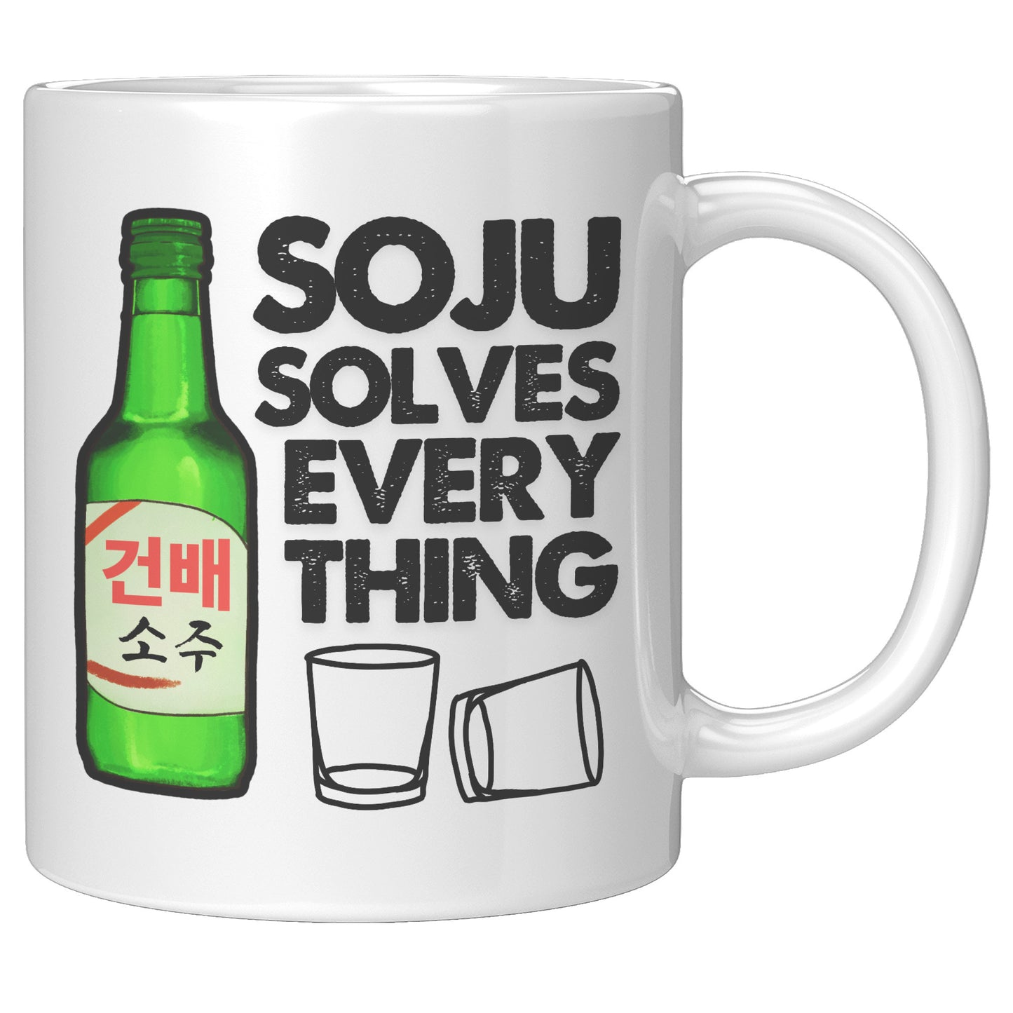 SKT Mugs: SOJU SOLVES EVERYTHING Ceramic Mug